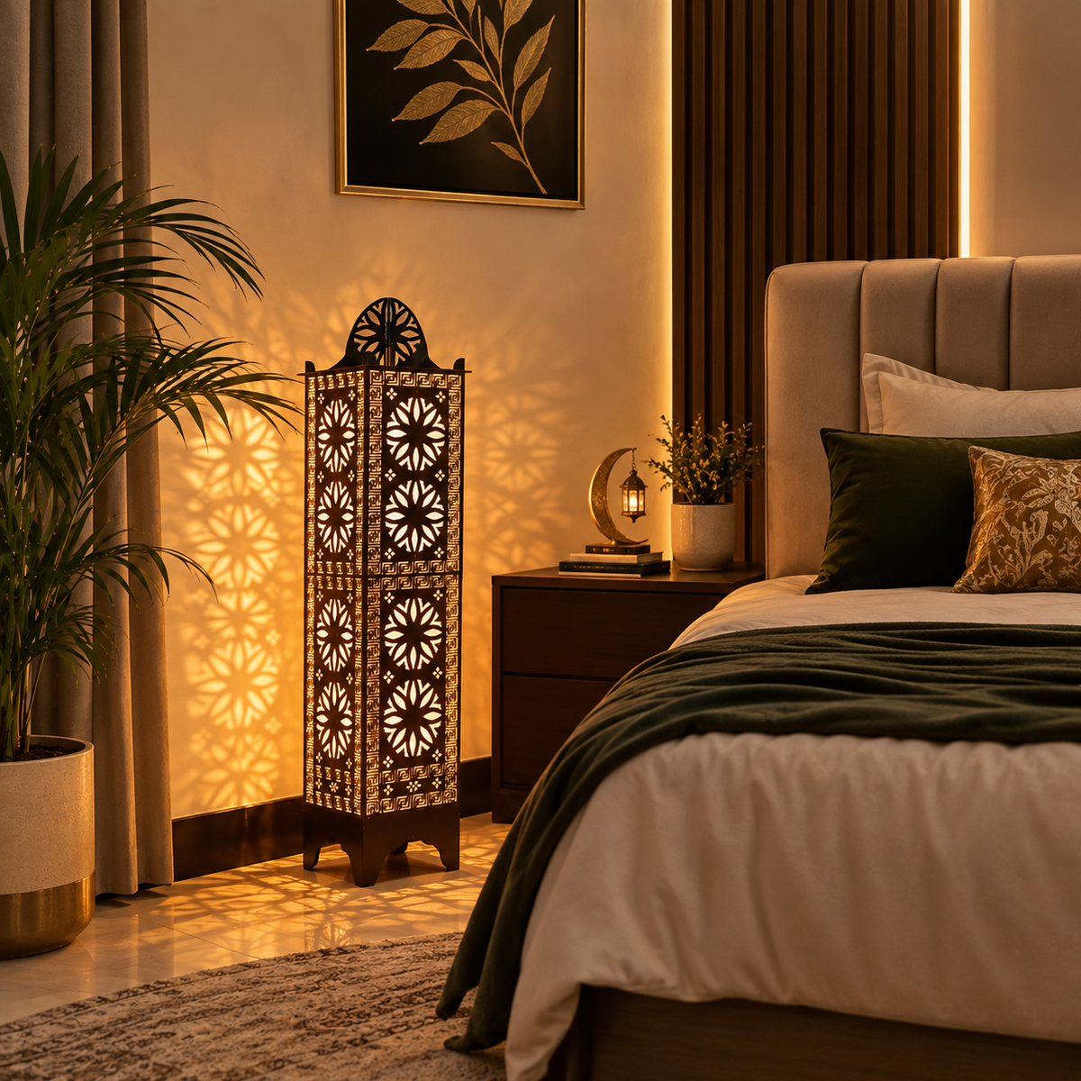 Decorative Floor Lamp | Moroccan Style Pattern Lamp | Size: 40 Inch by 8 Inch
