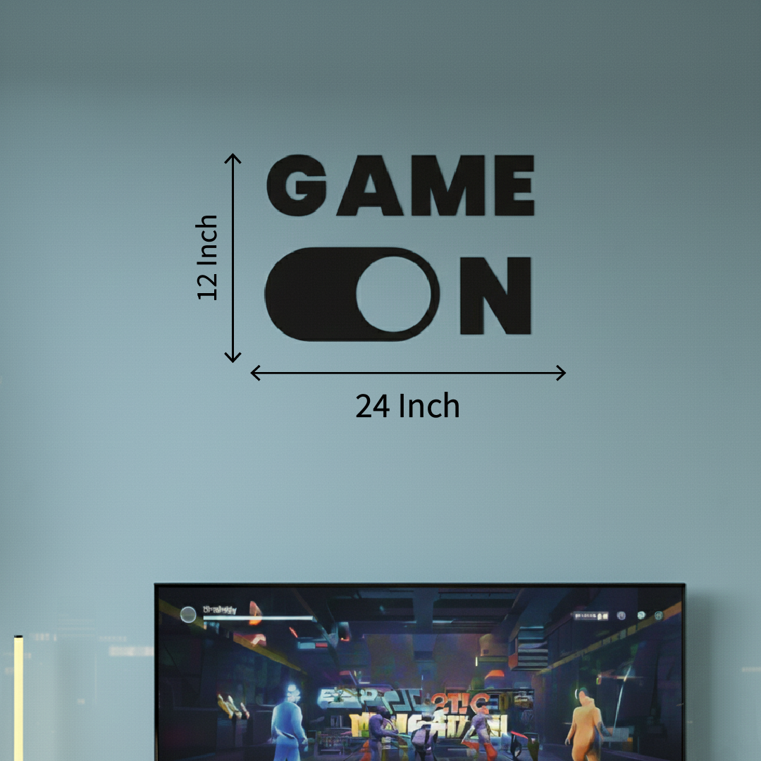 Game On Wall Decor – Gaming Room Wall Art | 24 × 12 Inches