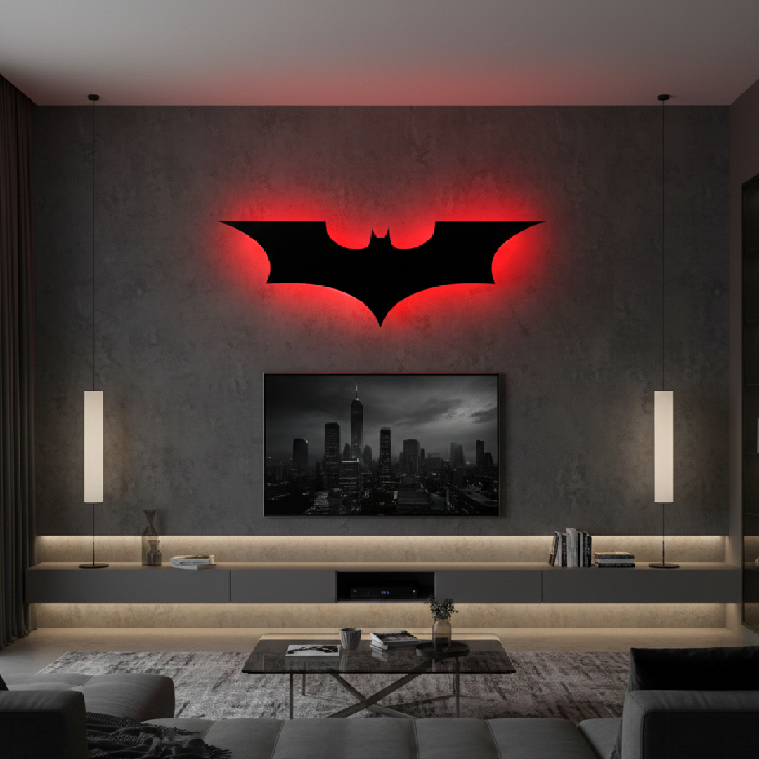 Batman LED Wall Light – Superhero Wall Decor | 24 × 8 Inches