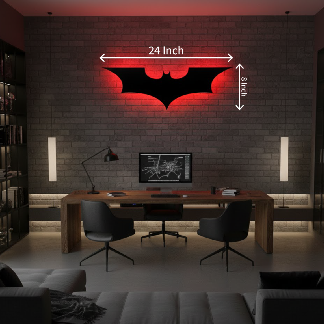 Batman LED Wall Light – Superhero Wall Decor | 24 × 8 Inches