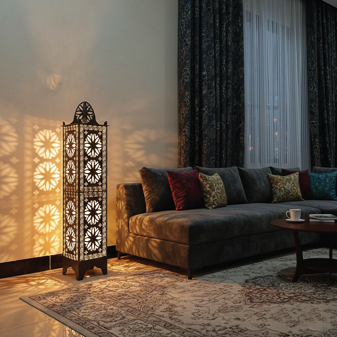 Decorative Floor Lamp | Moroccan Style Pattern Lamp | Size: 40 Inch by 8 Inch