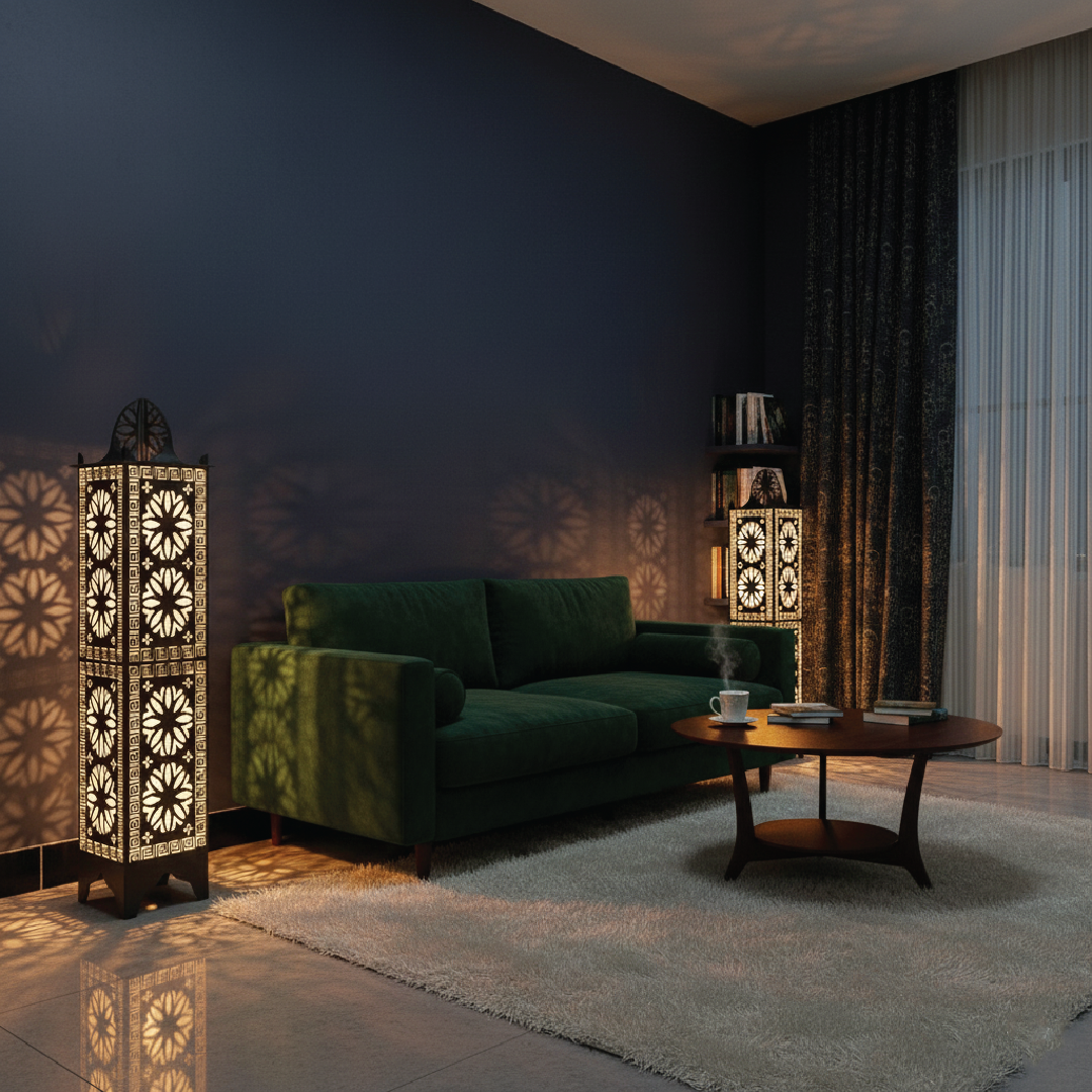 Decorative Floor Lamp | Moroccan Style Pattern Lamp | Size: 40 Inch by 8 Inch