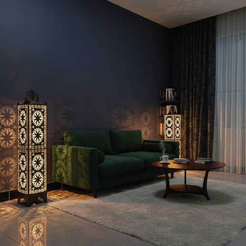 Decorative Floor Lamp | Moroccan Style Pattern Lamp | Size: 40 Inch by 8 Inch